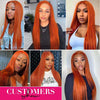 Alibonnie Ginger Orange Straight 360 Transparent Lace Frontal Wig Human Hair Wigs With Pre Plucked - Alibonnie