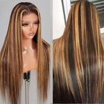 Alibonnie Glueless 5x5 Pre Cut Lace Honey Blonde Highlight Straight Human Hair Beginners Wigs - Alibonnie