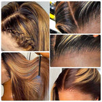Alibonnie Glueless 5x5 Pre Cut Lace Honey Blonde Highlight Straight Human Hair Beginners Wigs - Alibonnie