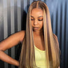 Alibonnie Glueless 5x5 Pre Cut Lace Honey Blonde Highlight Straight Human Hair Beginners Wigs - Alibonnie