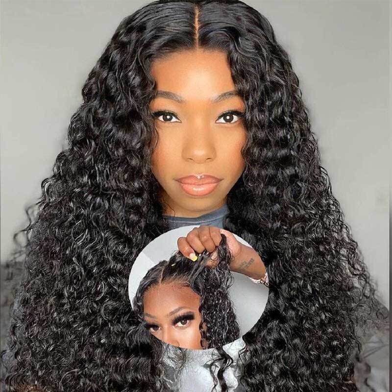 Alibonnie Glueless Deep Wave 5x8 Lace Closure Wigs Pre-Plucked Hairline & Bleached Knots & Pre Cut Lace - Alibonnie