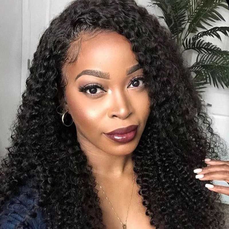 Alibonnie Glueless Kinky Curly Human Hair 5x8 Lace Closure Pre Cut Wigs Pre-Plucked Hairline & Bleached Knots - Alibonnie