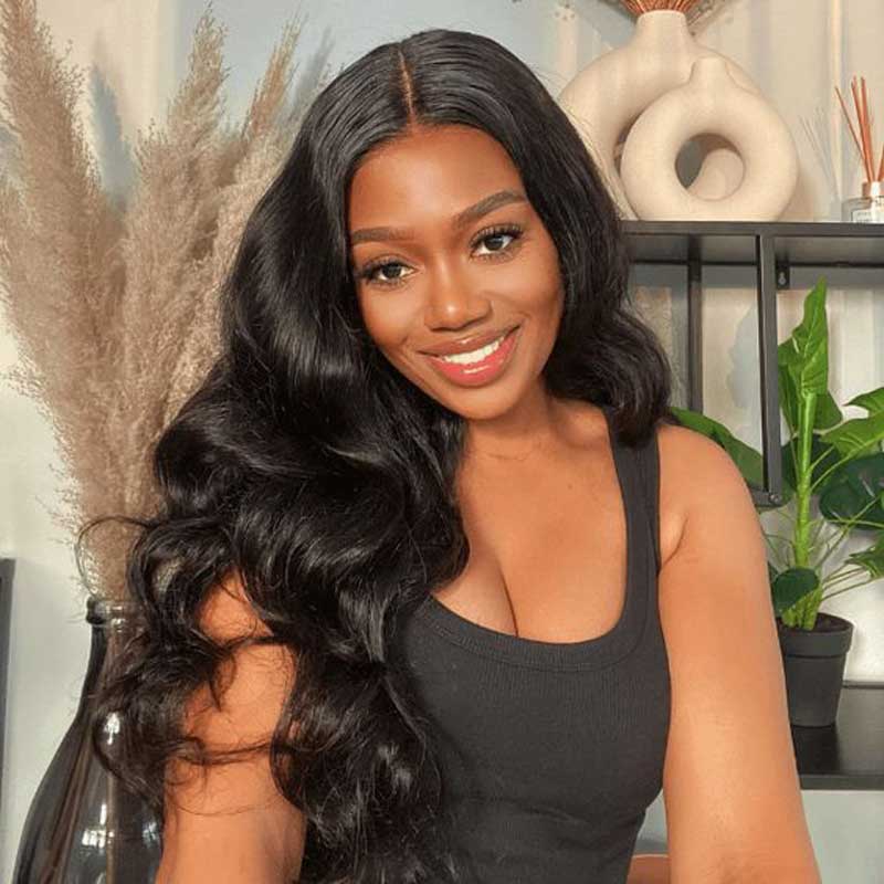 Alibonnie Glueless Lace Closure Wig With Pre-Cut Lace Body Wave Human Hair Wig 180% Density - Alibonnie