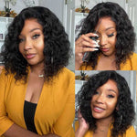 Alibonnie Glueless Pre Cut 4x4 Lace Closure Bob Wigs Human Hair Water Wave Wear Go Wigs - Alibonnie