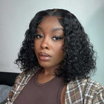 Alibonnie Glueless Pre Cut 4x4 Lace Closure Bob Wigs Human Hair Water Wave Wear Go Wigs - Alibonnie