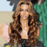 Alibonnie Glueless Pre Cut 5X5 Closure Wigs Body Wave Honey Blonde Highlight Lace Wigs 180% Density - Alibonnie