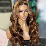 Alibonnie Glueless Pre Cut 5X5 Closure Wigs Body Wave Honey Blonde Highlight Lace Wigs 180% Density - Alibonnie