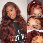 Alibonnie Glueless Reddish Brown 4x6 Pre Cut Lace Closure Wigs Body Wave Wear Go Human Hair Wigs - Alibonnie