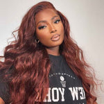 Alibonnie Glueless Reddish Brown 4x6 Pre Cut Lace Closure Wigs Body Wave Wear Go Human Hair Wigs - Alibonnie