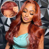 Alibonnie Glueless Reddish Brown 4x6 Pre Cut Lace Closure Wigs Body Wave Wear Go Human Hair Wigs - Alibonnie