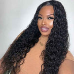 Alibonnie Glueless Water Wave Human Hair 5x8 Transparent Lace Closure Wigs With Pre Cut Lace - Alibonnie