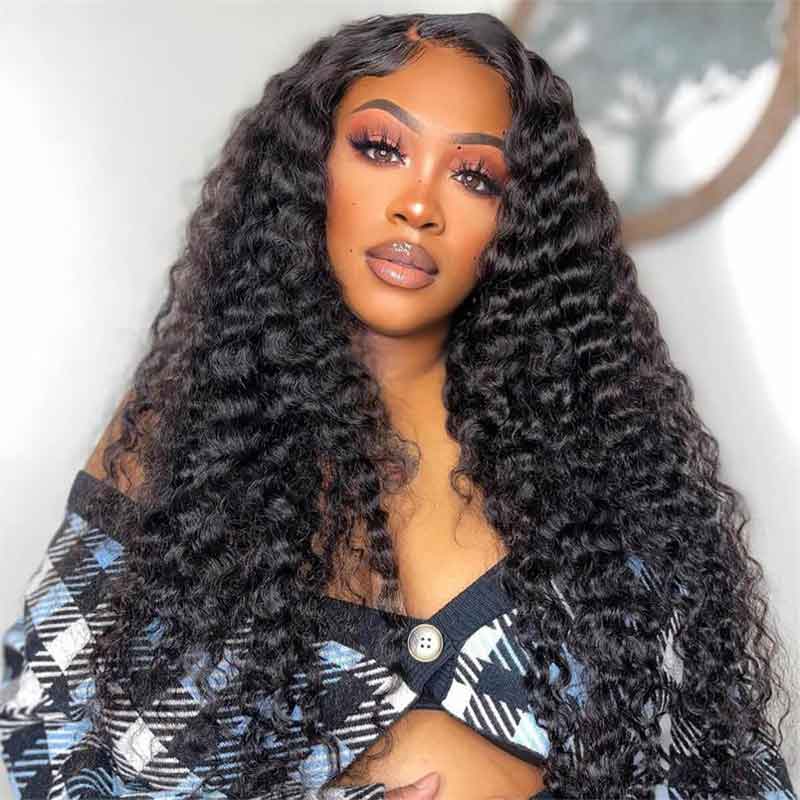 Alibonnie Glueless Wear And Go 4x6 Deep Wave Lace Closure Wigs With Pre Cut Lace Hairline 180% Density - Alibonnie