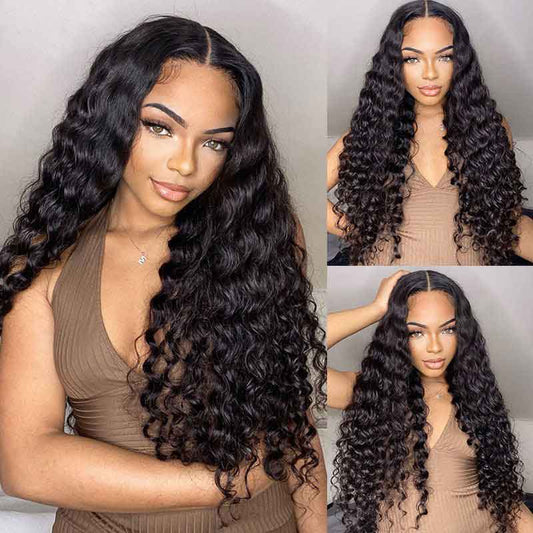 Alibonnie Glueless Wear And Go 4x6 Deep Wave Lace Closure Wigs With Pre Cut Lace Hairline 180% Density - Alibonnie