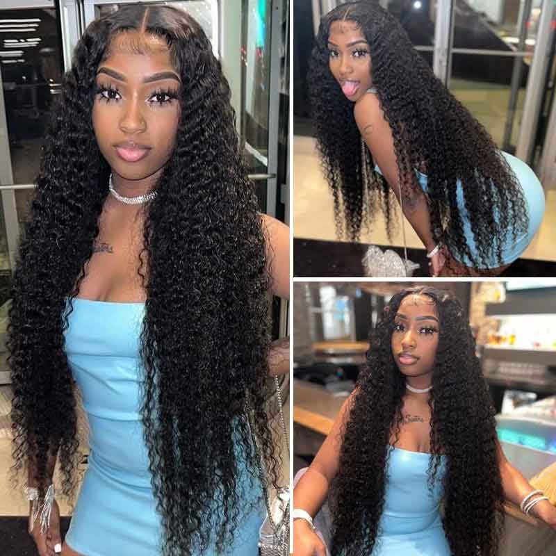 Alibonnie Glueless Wear And Go 4x6 Deep Wave Lace Closure Wigs With Pre Cut Lace Hairline 180% Density - Alibonnie