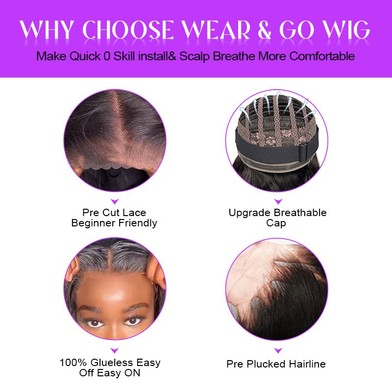 Alibonnie Glueless Wear Go Air Wigs Body Wave 5x5 Lace Closure Wigs With Pre Cut Lace - Alibonnie