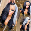 Alibonnie Gray Skunk Stripe Wigs Body Wave Hairstyle 13x4 Transparent Lace Front Wigs - Alibonnie