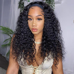 Alibonnie Hair 100% Human Hair Headband Scarf Wig Deep Wave Human Hair Wig No plucking wigs for Women No Glue No Sew In - Alibonnie