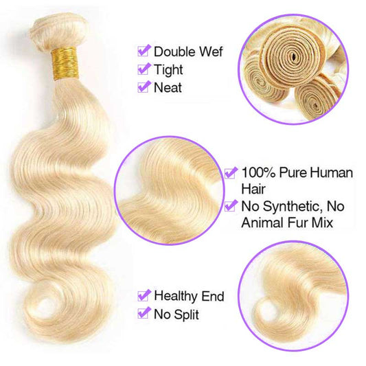 Alibonnie Hair 613 Blonde Color 3 Bundles Body Wave Human Hair Extension - Alibonnie