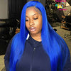 Alibonnie Hair Blue Wig Lace Front Straight Human Hair Transparent Lace Wigs - Alibonnie