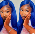 Alibonnie Hair Blue Wig Lace Front Straight Human Hair Transparent Lace Wigs - Alibonnie