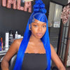 Alibonnie Hair Blue Wig Lace Front Straight Human Hair Transparent Lace Wigs - Alibonnie