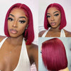 Alibonnie Hair Burgundy 99J Short Bob Wigs Silk Straight 4x4 13x4 Lace Closure Wigs For Women - Alibonnie