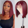 Alibonnie Hair Burgundy 99J Short Bob Wigs Silk Straight 4x4 13x4 Lace Closure Wigs For Women - Alibonnie