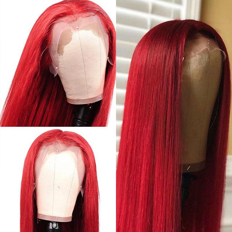 Alibonnie Hair Colored Red Straight Human Hair Wigs 13x4 Lace Front Wigs - Alibonnie