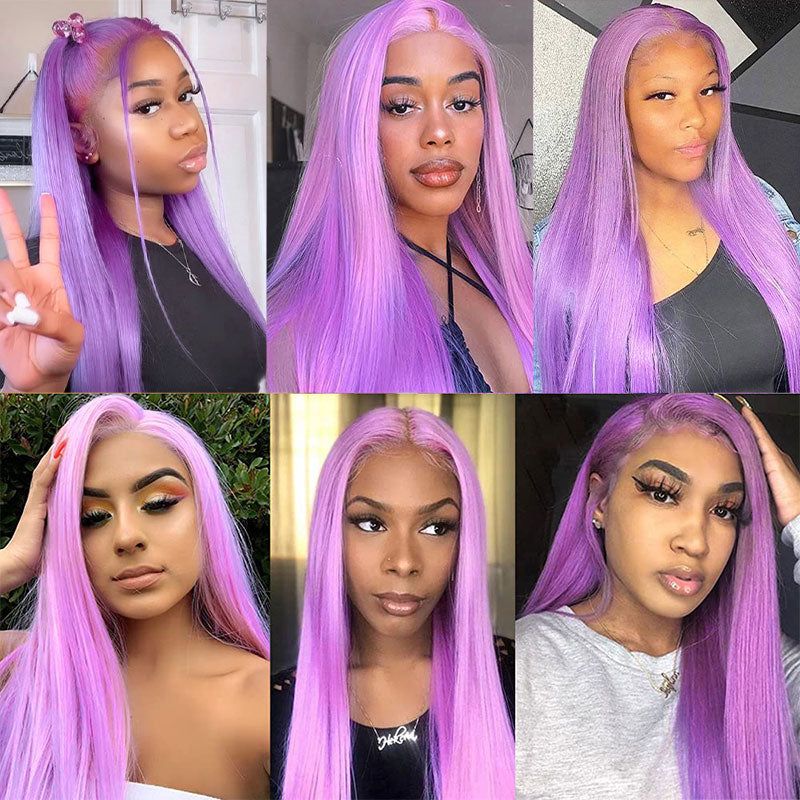 Alibonnie Hair Colored Straight Human Hair Wigs Green Pink Blue Purple Burgundy Blond Orange 13x4 Lace Front Wigs - Alibonnie