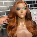 Alibonnie Hair Ginger Color Transparent Lace Body Wave Human Hair 13x4 Lace Front Wigs - Alibonnie