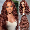 Alibonnie Hair Reddish Brown 13x4 Transparent Lace Front Wigs Body Wave Wigs Human Hair 200% Density - Alibonnie