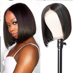 Alibonnie Hair Short Straight BOB Wigs 4X4 Lace Clousre Wig - Alibonnie