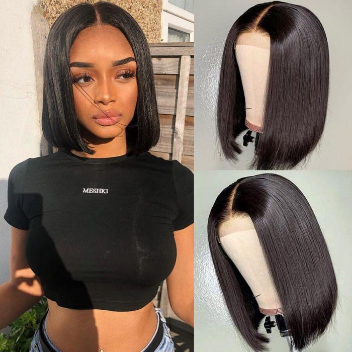 Alibonnie Hair Short Straight BOB Wigs 4X4 Lace Clousre Wig - Alibonnie