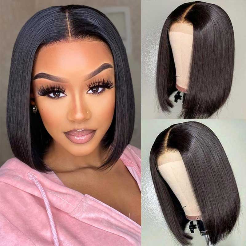 Alibonnie Hair Short Straight BOB Wigs 4X4 Lace Clousre Wig - Alibonnie