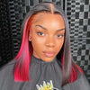 Alibonnie Hidden Color Straight Bob Wigs 4x4 13x4 Lace Wigs With Red/Pink/Blue Peekaboo Highlights - Alibonnie