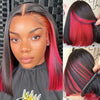 Alibonnie Hidden Color Straight Bob Wigs 4x4 13x4 Lace Wigs With Red/Pink/Blue Peekaboo Highlights - Alibonnie