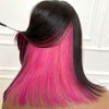 Alibonnie Hidden Color Straight Bob Wigs 4x4 13x4 Lace Wigs With Red/Pink/Blue Peekaboo Highlights - Alibonnie