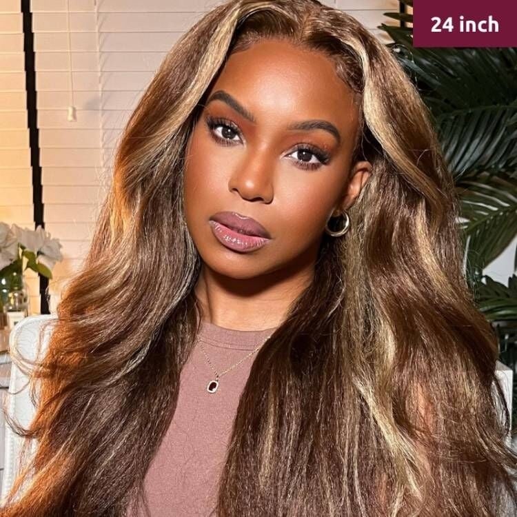 Alibonnie Highlight 13*4 Lace Front Wigs TL412 Honey Blonde Kinky Straight Human Hair Lace Wigs - Alibonnie