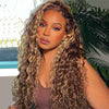 Alibonnie Highlight 4/27 Transparent 360 Lace Wigs Pre Plucked Water Wave Hair Wigs - Alibonnie