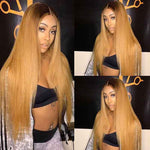 Alibonnie Honey Blonde 1B/27 Full Lace Straight Wigs Ombre Colored Lace Wigs Human Hair 180% Density - Alibonnie