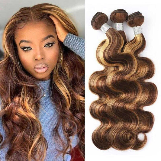 Alibonnie Honey Blonde Highlight Body Wave 3 Bundles 4/27 Human Hair Weave For Women - Alibonnie