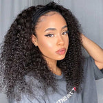 Alibonnie Human Hair Wigs Jerry Curly Headband Wigs Affordable Wigs Scarf Wig Glueless 14-24 inch For Black Women - Alibonnie