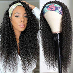 Alibonnie Human Hair Wigs Jerry Curly Headband Wigs Affordable Wigs Scarf Wig Glueless 14-24 inch For Black Women - Alibonnie