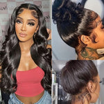 Alibonnie Invisible Adjustable Strap Cozy Fit 360 Transparent Lace Body Wave Wig Bleached Knots Human Hair Wigs - Alibonnie