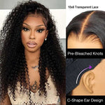Alibonnie Kinky Curly 10x6 Parting Max Transparent Lace Glueless Human Hair Wig Pre Cut&Pre Bleached Lace Wig - Alibonnie