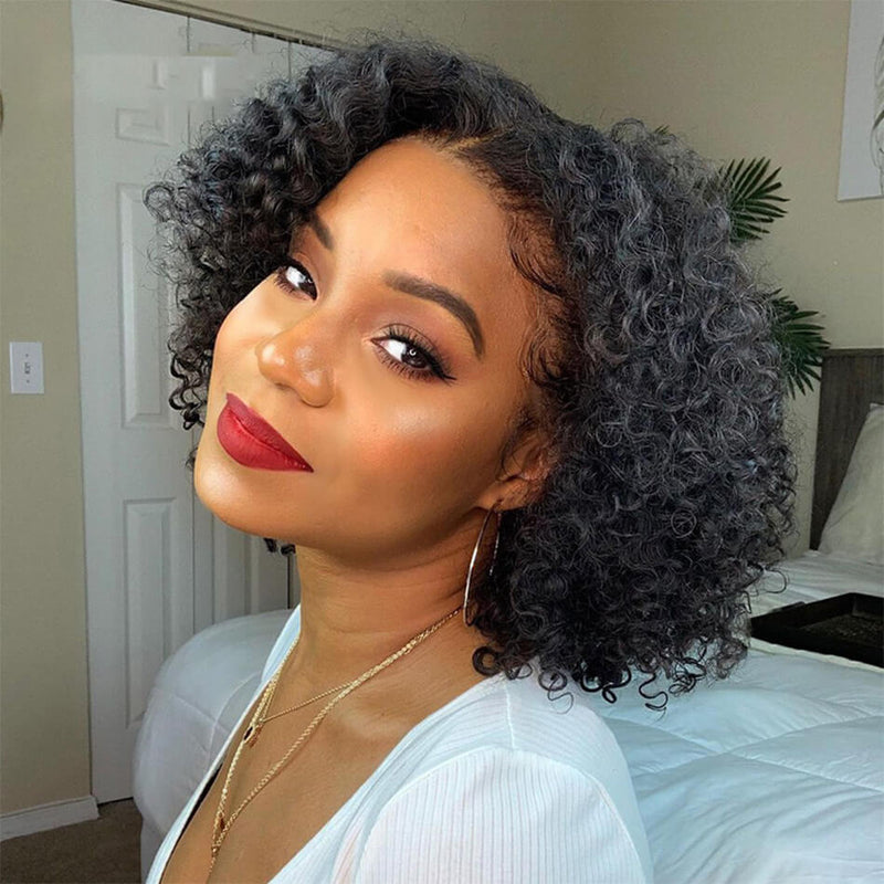 Alibonnie Kinky Curly Human Hair Bob Wigs Pre-Plucked 13x4 Lace Front Wigs Favorable Price - Alibonnie