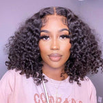 Alibonnie Kinky Curly Human Hair Bob Wigs Pre-Plucked 13x4 Lace Front Wigs Favorable Price - Alibonnie