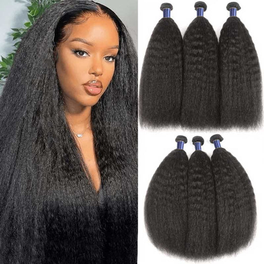 Alibonnie Kinky Straight Human Hair 3 Bundles - Alibonnie