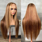 Alibonnie Layered Cut 4/27 Highlight 360 Transparent Lace Wigs Straight Human Hair Wigs - Alibonnie