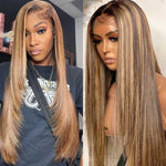 Alibonnie Layered Cut 4/27 Highlight 360 Transparent Lace Wigs Straight Human Hair Wigs - Alibonnie